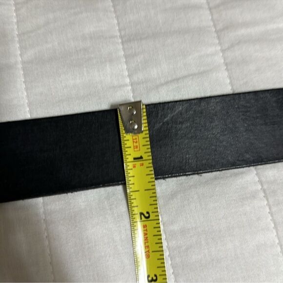 free people M/L Black Silver Tone Buckle Genuine Buff Leather Belt